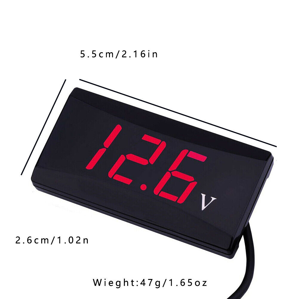 US 2-4 Pcs Upgraded 12V Voltage Gauge LED Digital Display Panel Meter Motorcycle