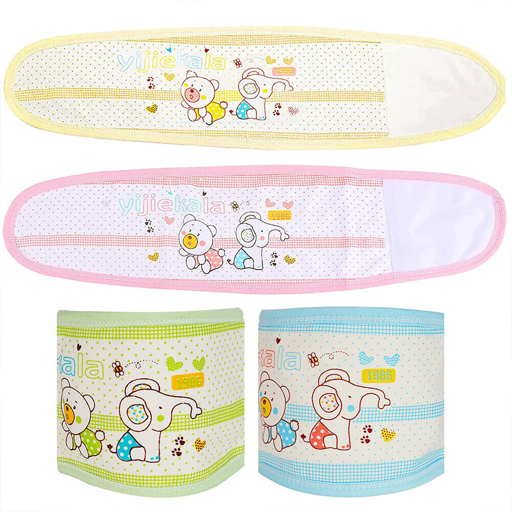 US 4Pc Baby Infant Umbilical Cord Belly Band Cartoon Cotton Soft Belly Protector
