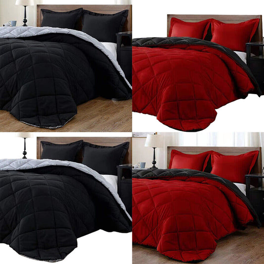 US 3-Piece Down Alternative Hypoallergenic 3-Piece Reversible Comforter Set