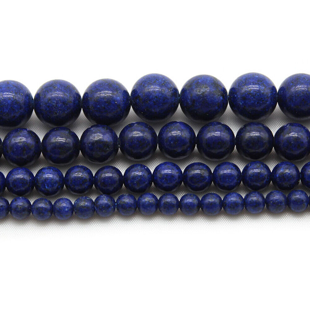 US 6/8/10mm Grade A Natural Lapis Lazuli Stone Beads Round Loose For Jewelry DIY