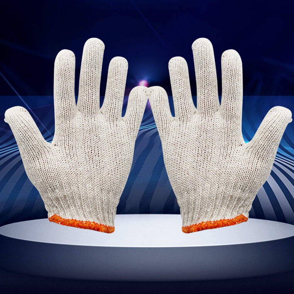 US 24-48 Pairs NATURAL WHITE STRING KNIT POLY COTTON WORK GLOVES Ultralight