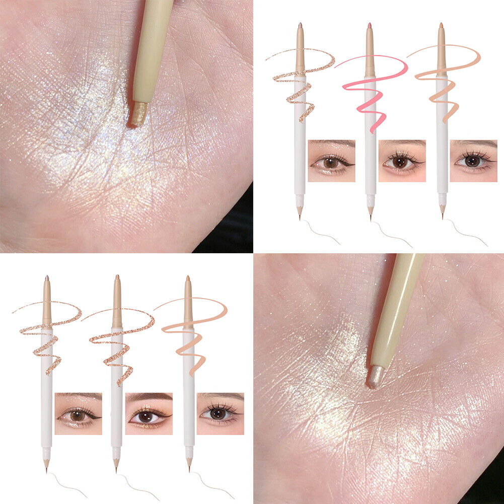 US 5-10Pc Double Ended Highlighter Liner 2 in 1 Makeup Pen Lying Silkworm Pencil