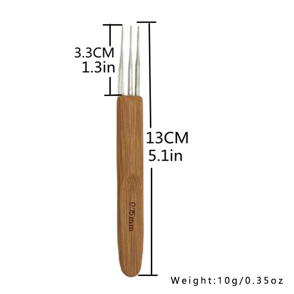 US 5-10Pcs Set Dreadlock Crochet Hook Bamboo Handle Tool Braid Hair Needle Weave