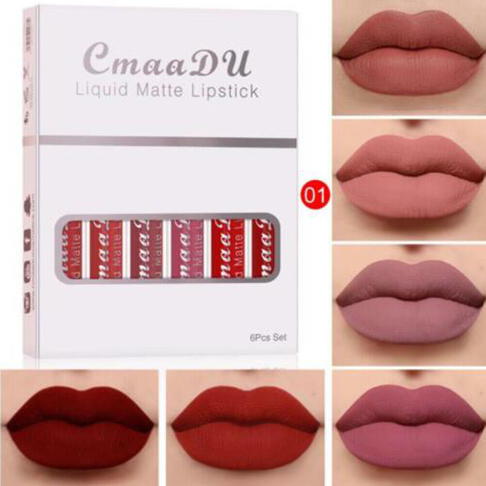 US 6-12 Pack Set Lipstick Matte Finish Liquid Lip Gloss Long Lasting Waterproof