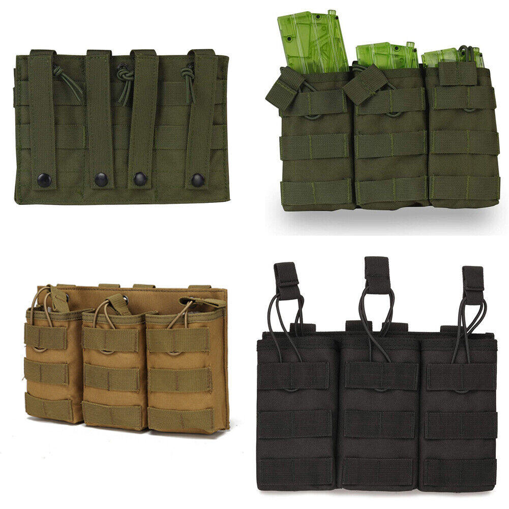 US Tactical Molle Triple Magazine Pouch Nylon Open 5.56 .223 Rifle Mag Holder