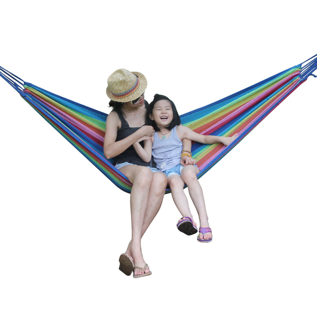Double Layered Cotton Fabric Travel Camping Hammock,78.75''x31.5'', max 308 lbs
