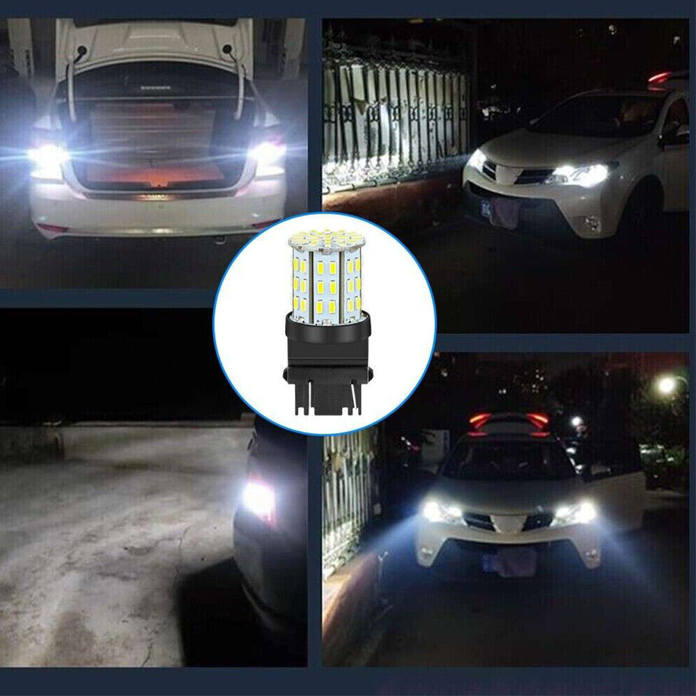 US 8-16 Pcs 3157 3156 64SMD LED Reverse Brake Turn Signal Light Bulb 6000K White