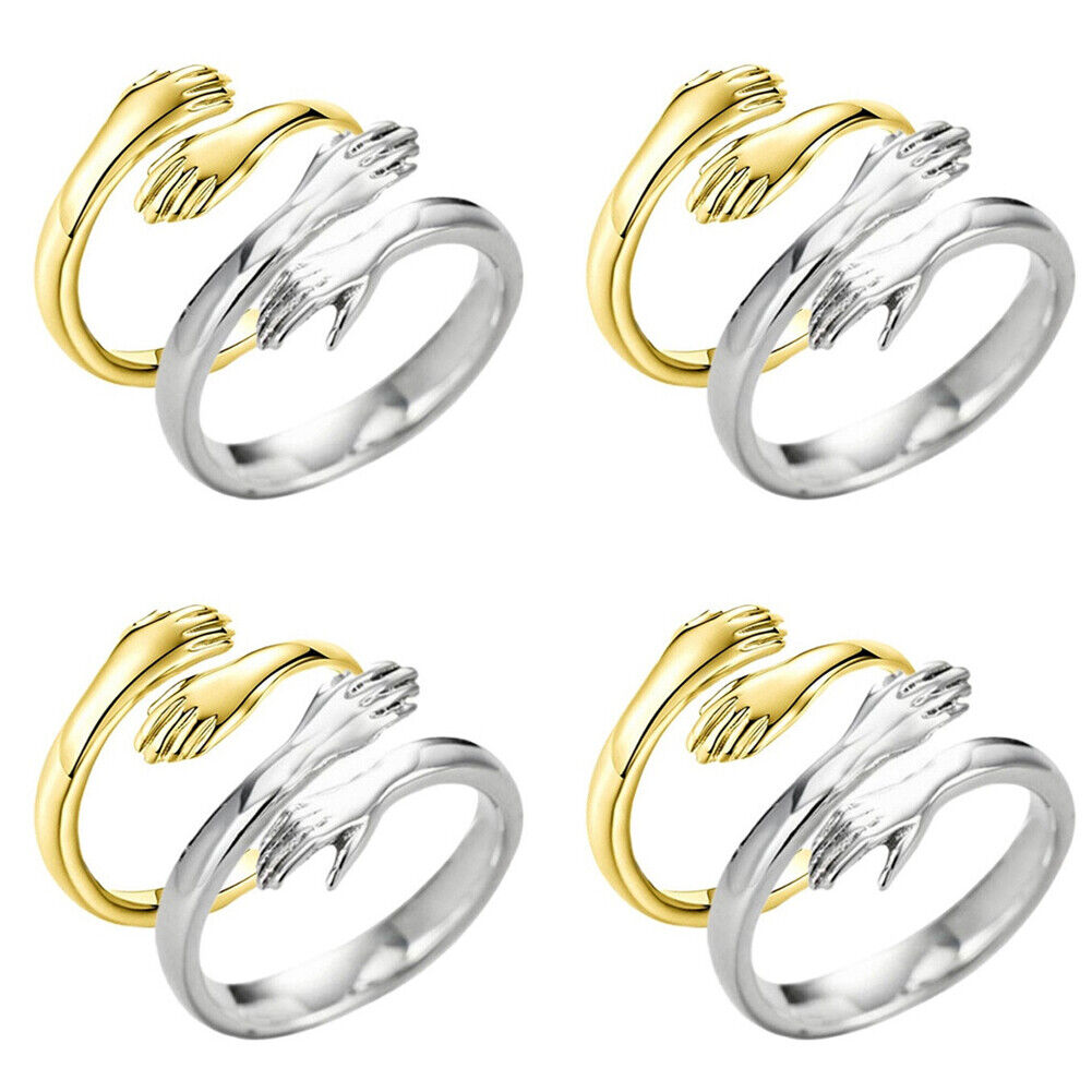 US 2-4 Pcs Give Me a Hug Ring Adjustable Couple Lover Valentine's Day Gift Girl