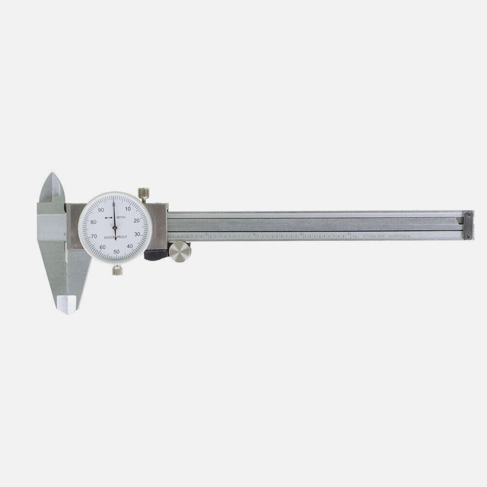 US Stainless Steel Dial Caliper 6'' Shockproof 0.01''  of One Inch Graduation