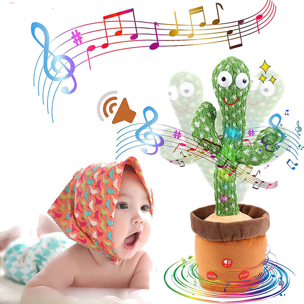 US 1-2 Pcs Tiktok Dancing Cactus Repeat Talking Plush Toy Singing Education Deco