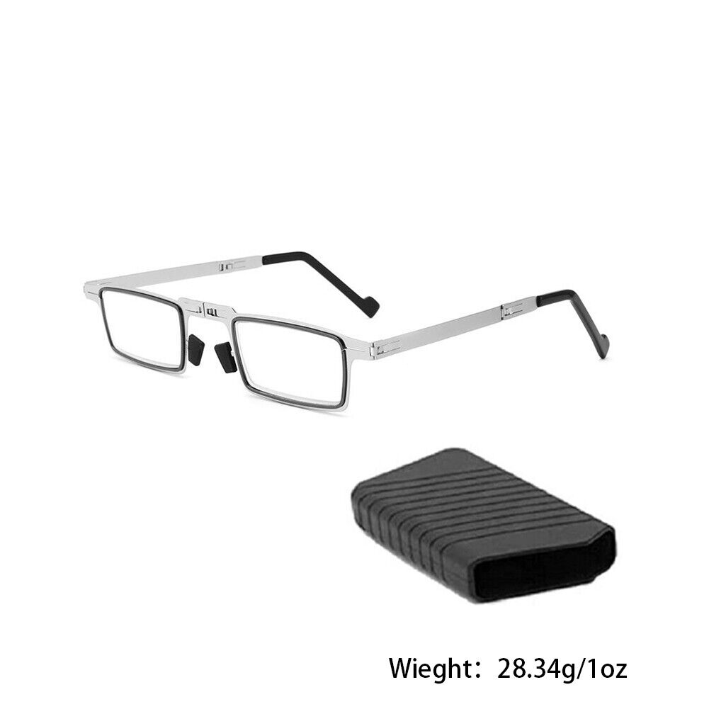 US 2-4Pairs Foldable Light Titanium Material Screwless Anti-Blue Reading Glasses