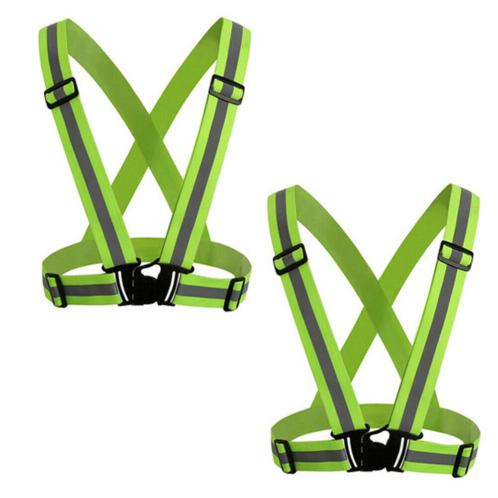 US 2-4 Pack Reflective Glow Belt Adjustable Elastic Safety Vest High Visibility