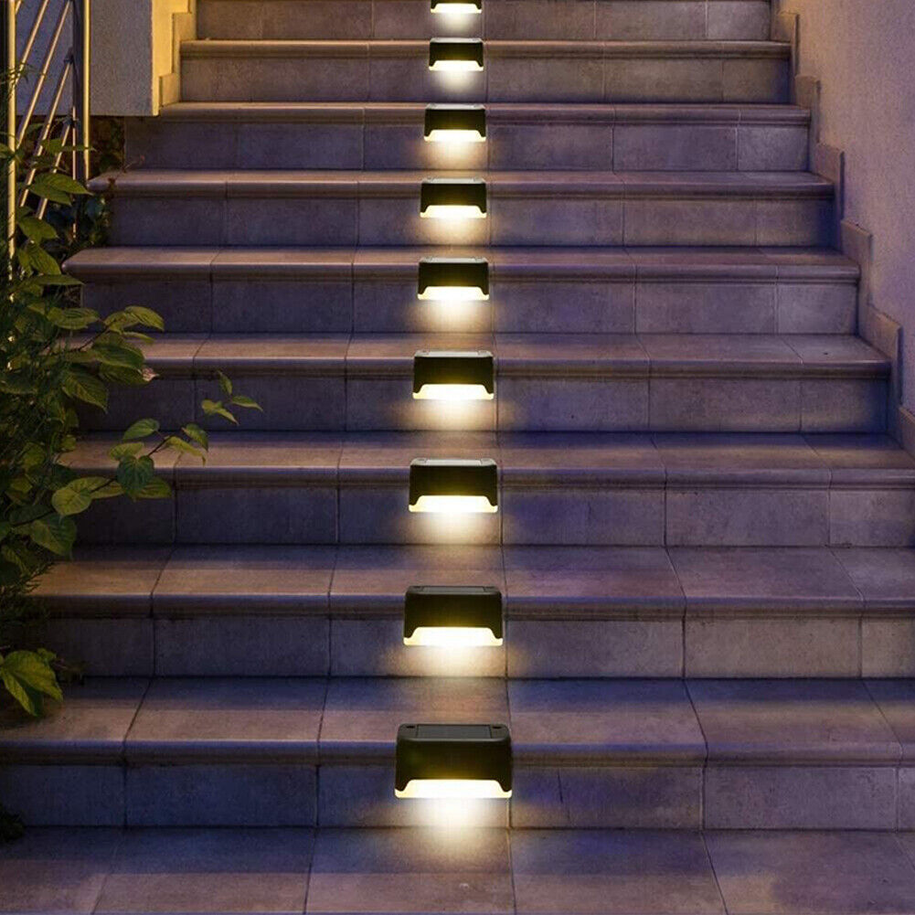 US 8-16 Pc Solar Deck Step Lights Waterproof LED Outdoor Stairs Fence Yard Lamps