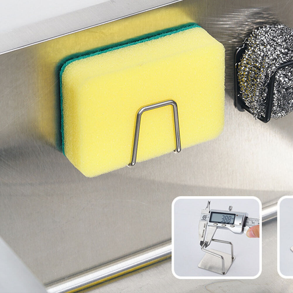 US 5-10 Pack Adhesive Sponge Holder Kitchen Sink Caddy Stainless Steel Hook Tool