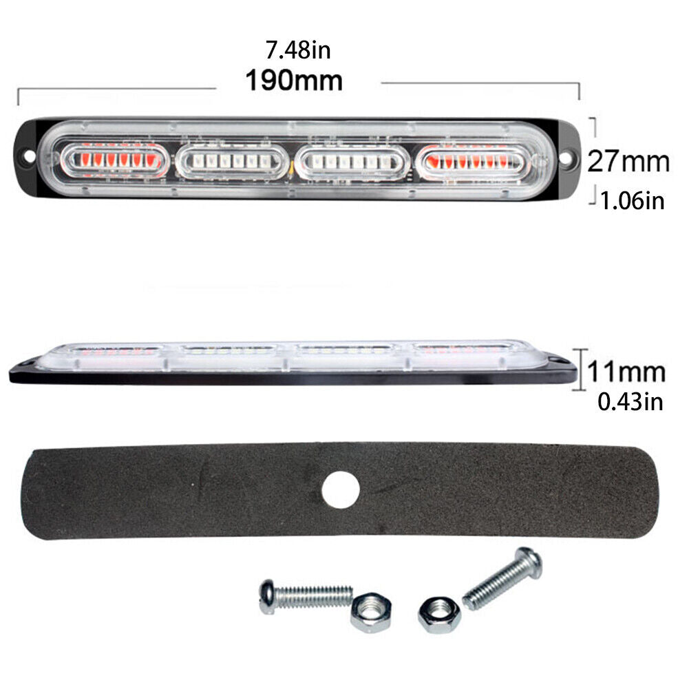 US 1-2 Pc 24V Bright LED Emergency Strobe Lights Warning Amber/White Flash Light