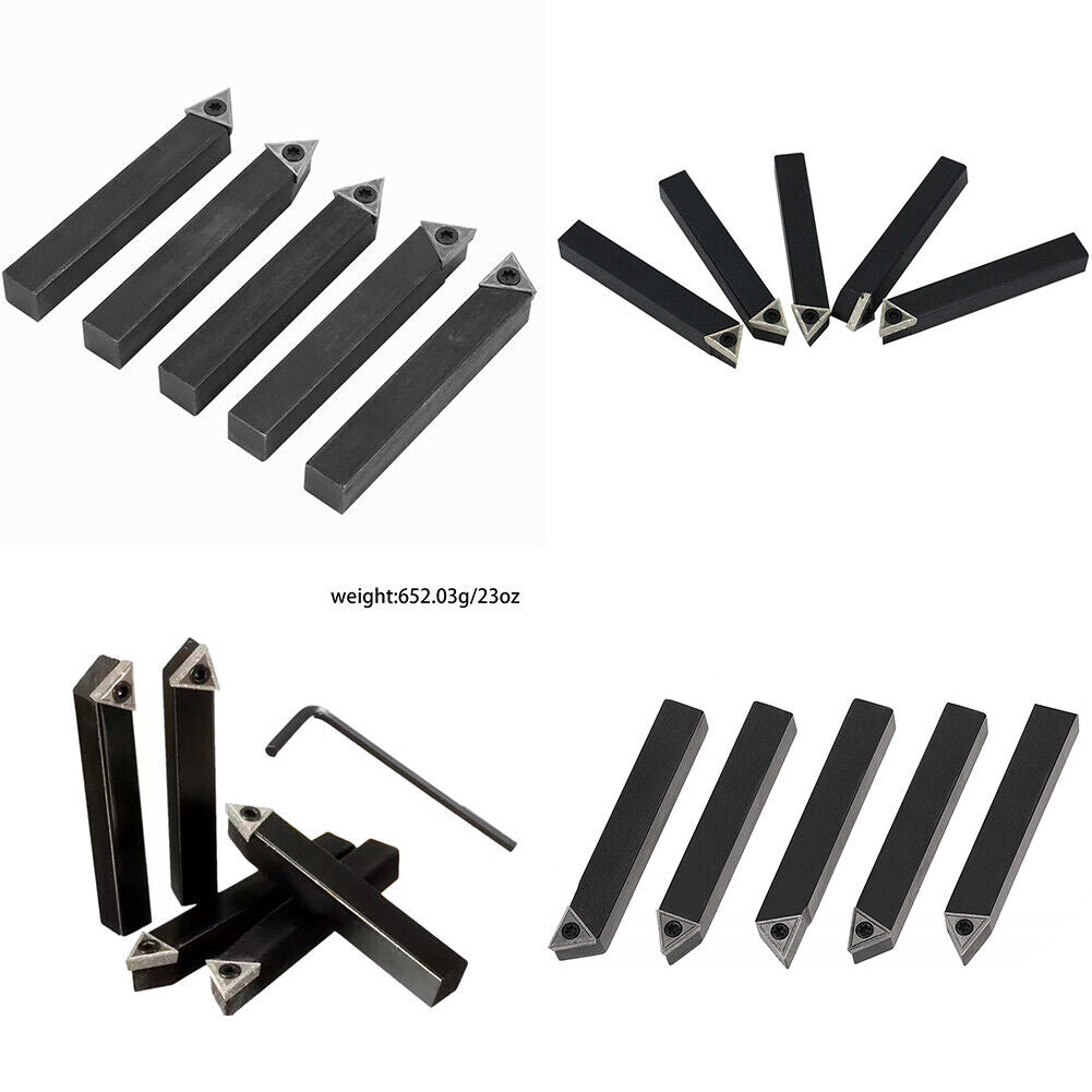 US 5 pc 1/2" Lathe Indexable Carbide Insert + Turning Tooling Bit Holder Set