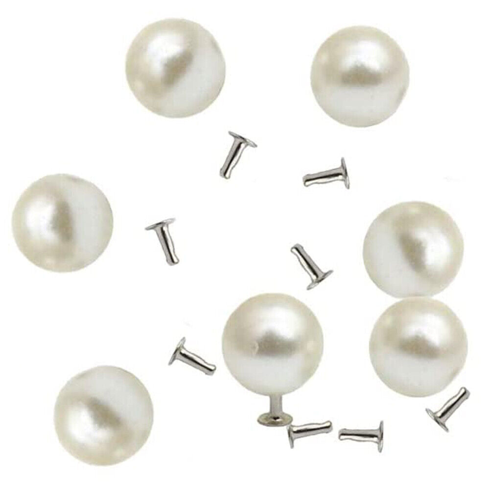 US 40~100Pc 6~12mm Half Hole Faux Pearl Rivet Studs Button DIY Accessories Pearl