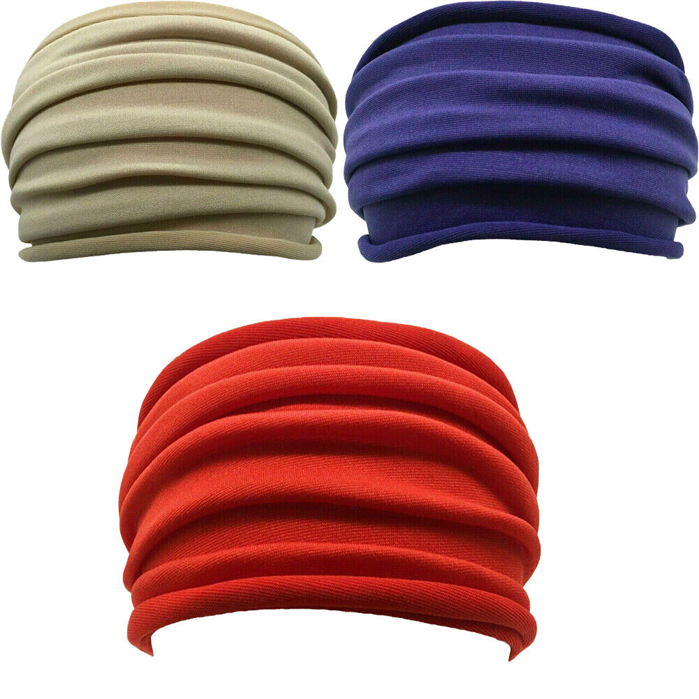 US 3-6 Pack Turban Soft Head Wrap Elastic Stretch Wide Yoga Headbands Hairbands