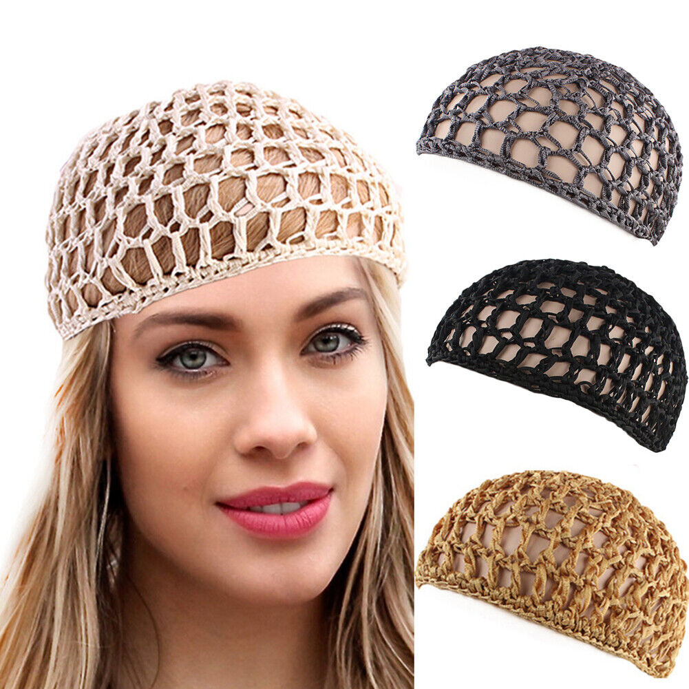 US 3~6 Pcs Short Women Hairnet Cover Mesh Crochet Hair Net Rayon Knit Snood Hat