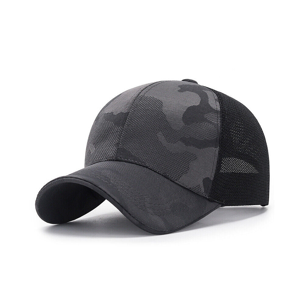 US 1~2Pcs Baseball Cap Mesh Snap Back Classic Trucker Camouflage Hat All Seasons
