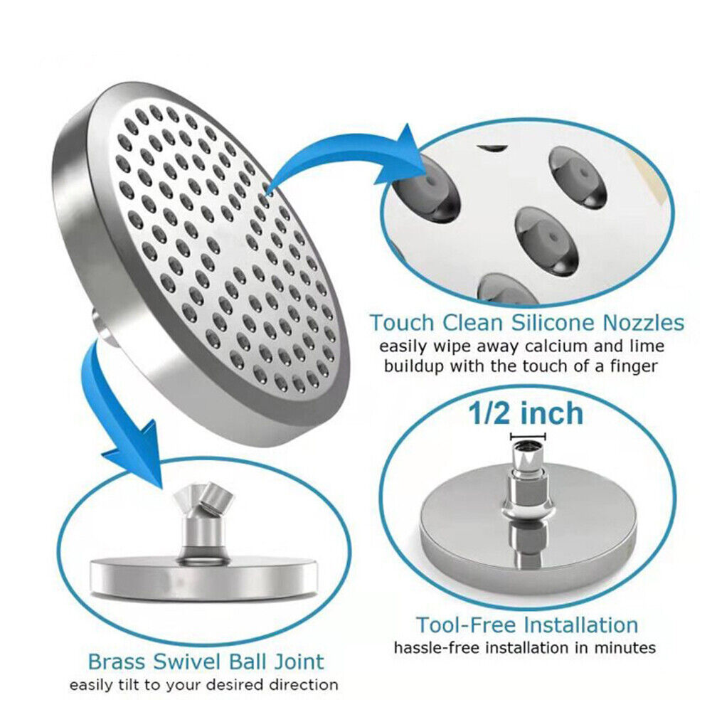 US Luxury Shower Head High Pressure Waterfall Bathroom Adjustable Angles