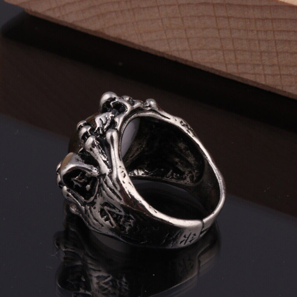 US 3-6 Pack Cool Mens Stainless Steel Dragon Claw Blue Evil Eye Eyeball Ring