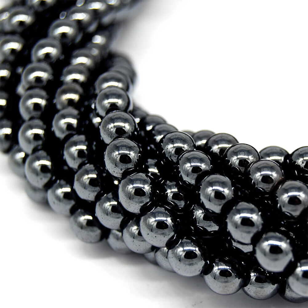 US 4/6/8/10MM Gunmetal Hematite Beads Round Natural Gemstone Metaphysical