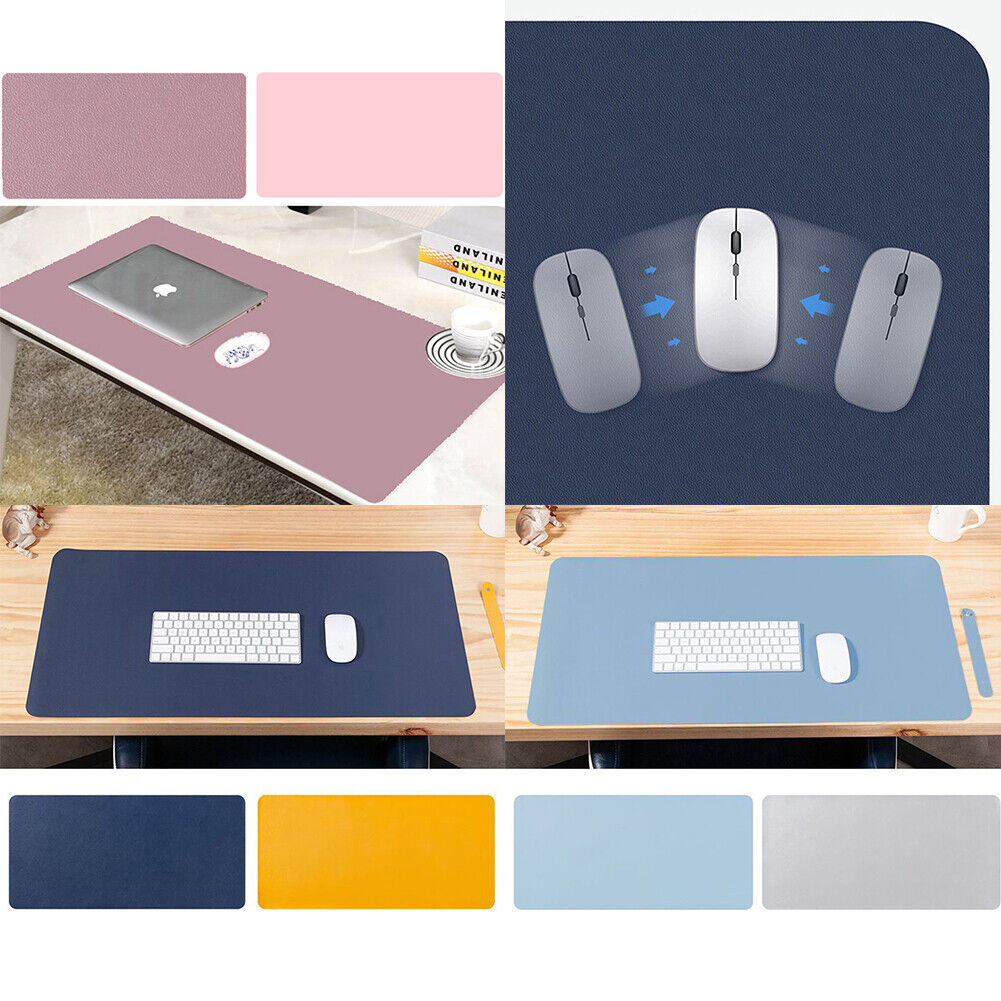 US PU Leather Dual Sided Desk Pad Non-Slip Mouse Pad Office Home Mat 23.6x11.8''