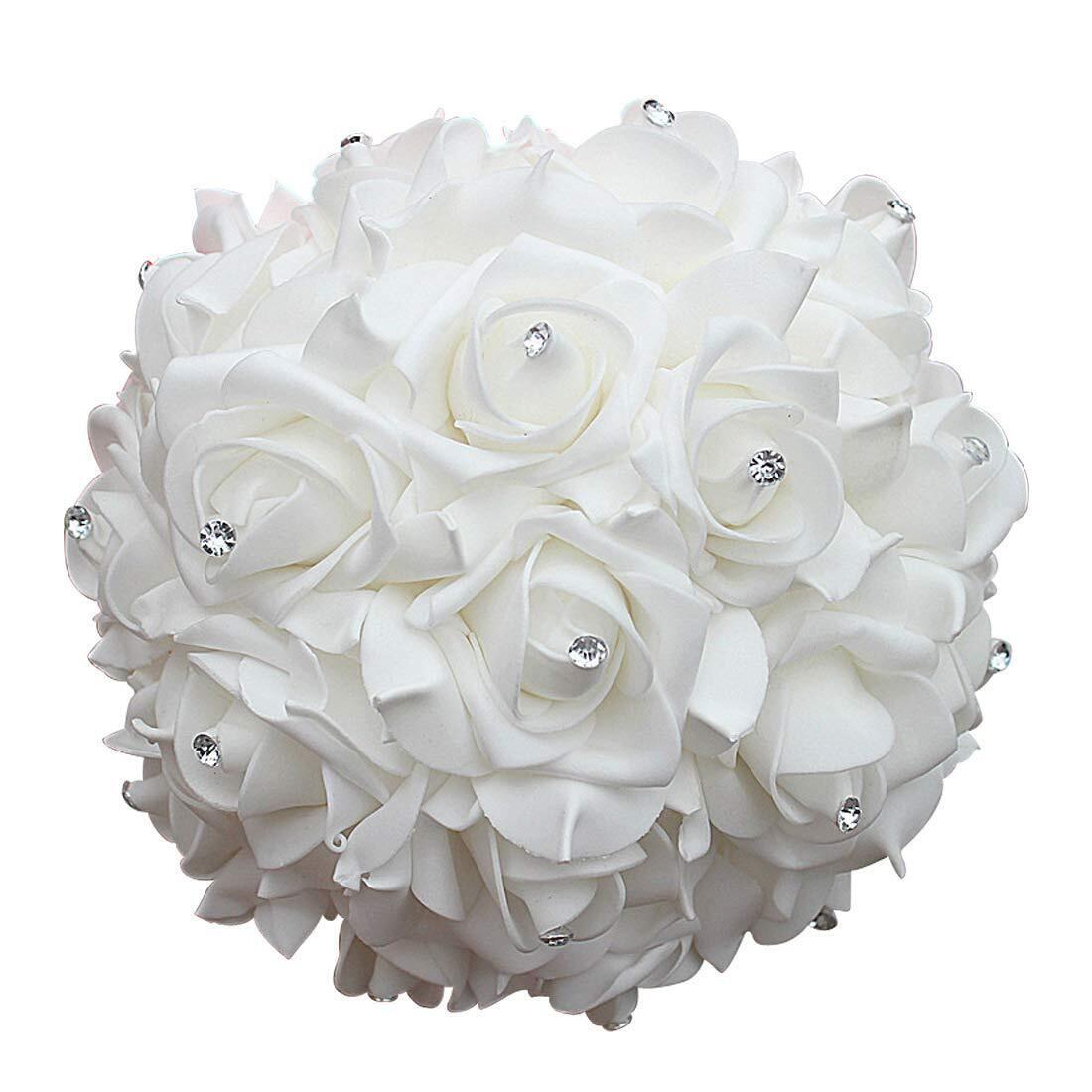 Wedding Bouquets Crystal PE Roses Bridal Bridesmaid Wedding Hand Holding Bouquet