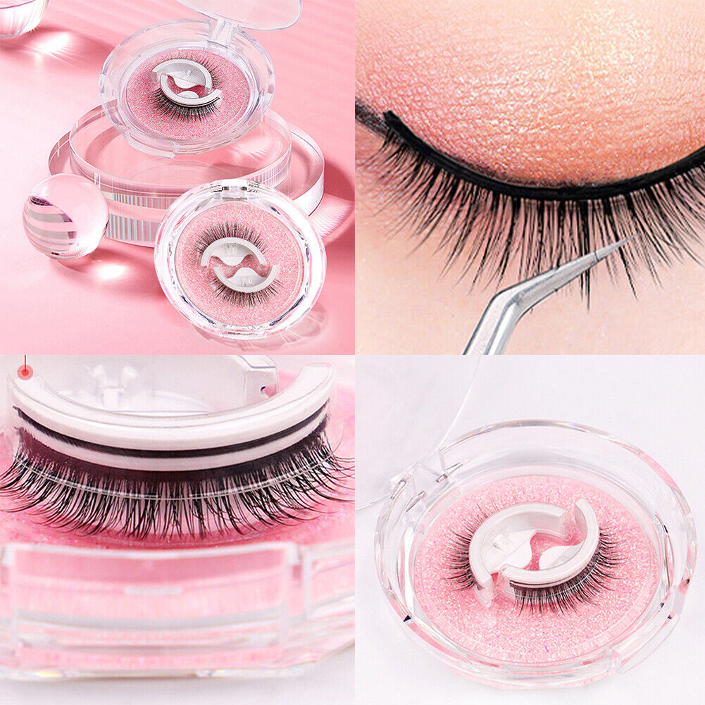 US 2-4 Pc Reusable 100% Real Mink 3D False Eyelashes Self Adhesive Nature Long
