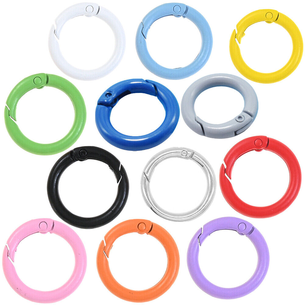 US 12-24Pc Spring O Rings Round Carabiner Snap Clip 28MM Zinc Alloy Round Key