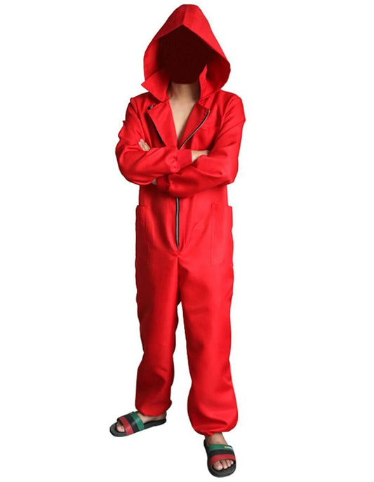 Angel Unisex Red Jumpsuits Mask Halloween Party Costume Full Set
