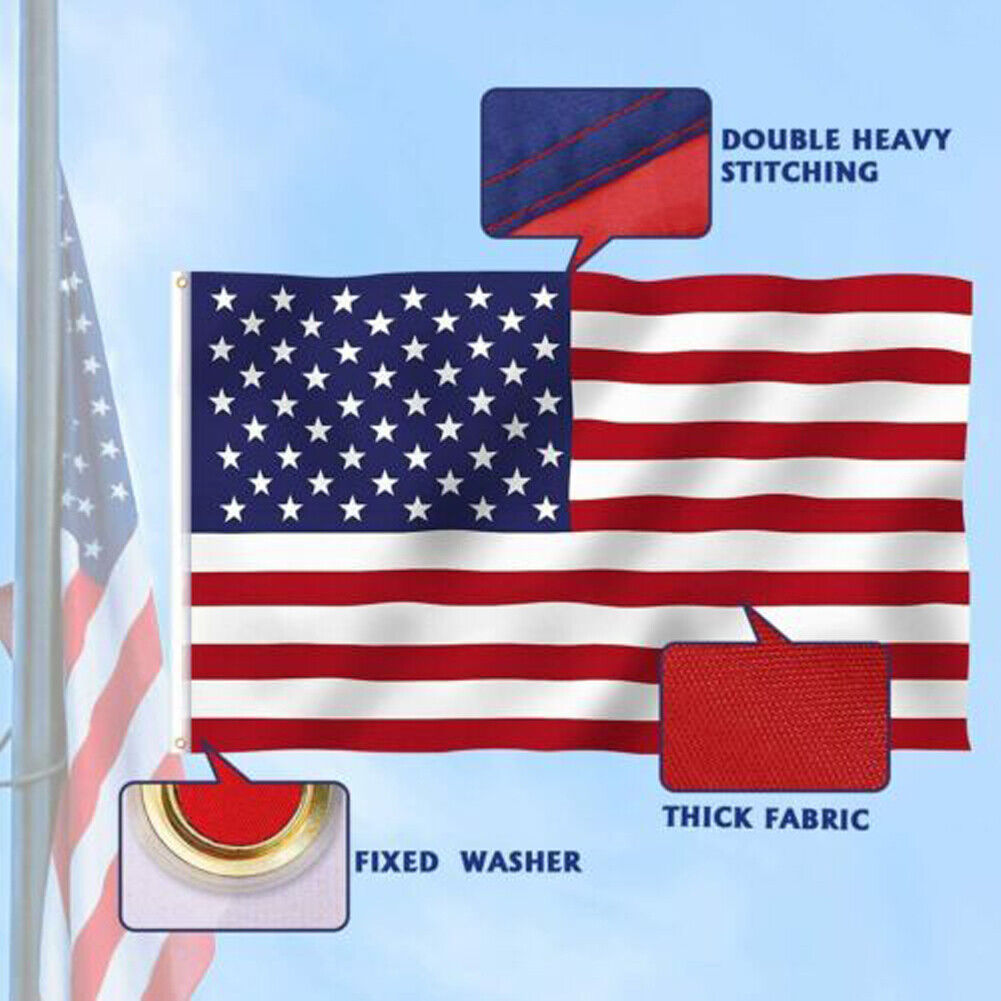 US 1-2 Pack American Flag 3x5 Ft Double Sided 3-Ply Fade Resistant UV Protected