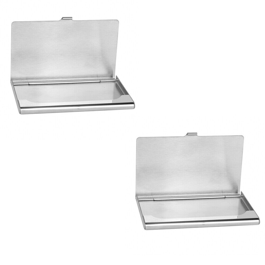 US 2-4 Pcs Stainless Steel Pocket Business Card Holder Case ID Credit Wallet Box