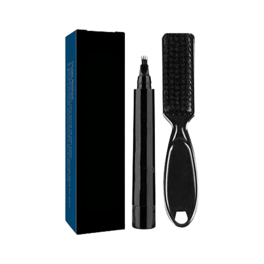 US 1-2 Pc Beard Pencil Filler Men Bristle Beard Brush Water Proof Micro-Fork Kit