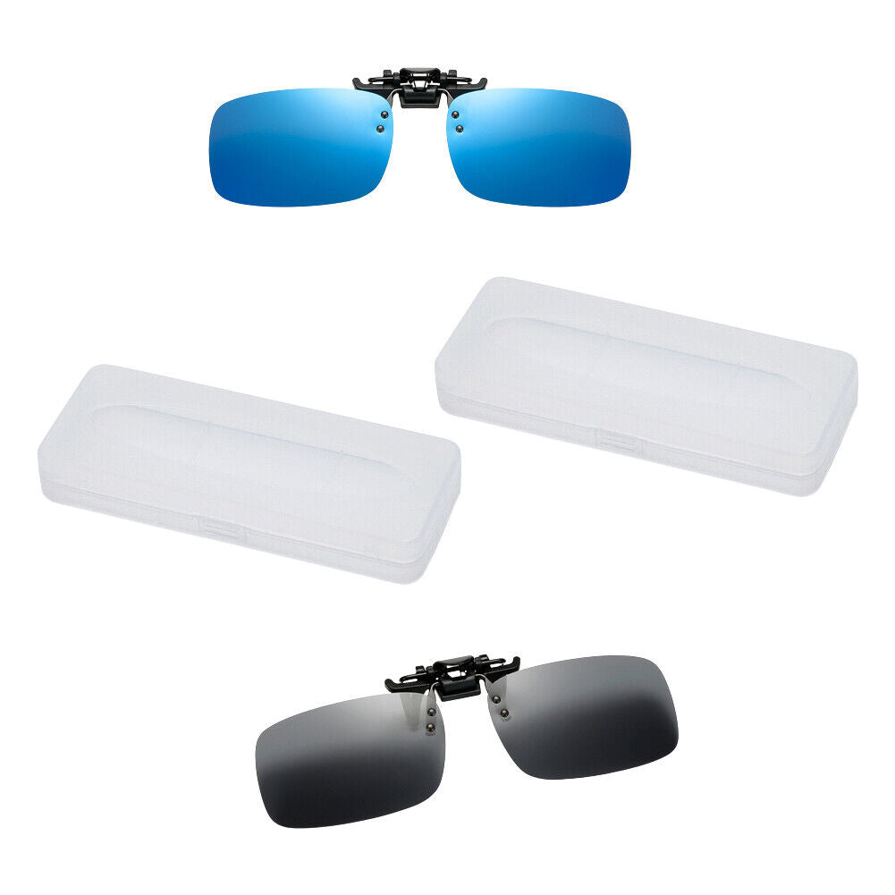 US 2-4 Pc Flip Up Clip On Sunglasses Glasses Polarized Night Vision Driving Len
