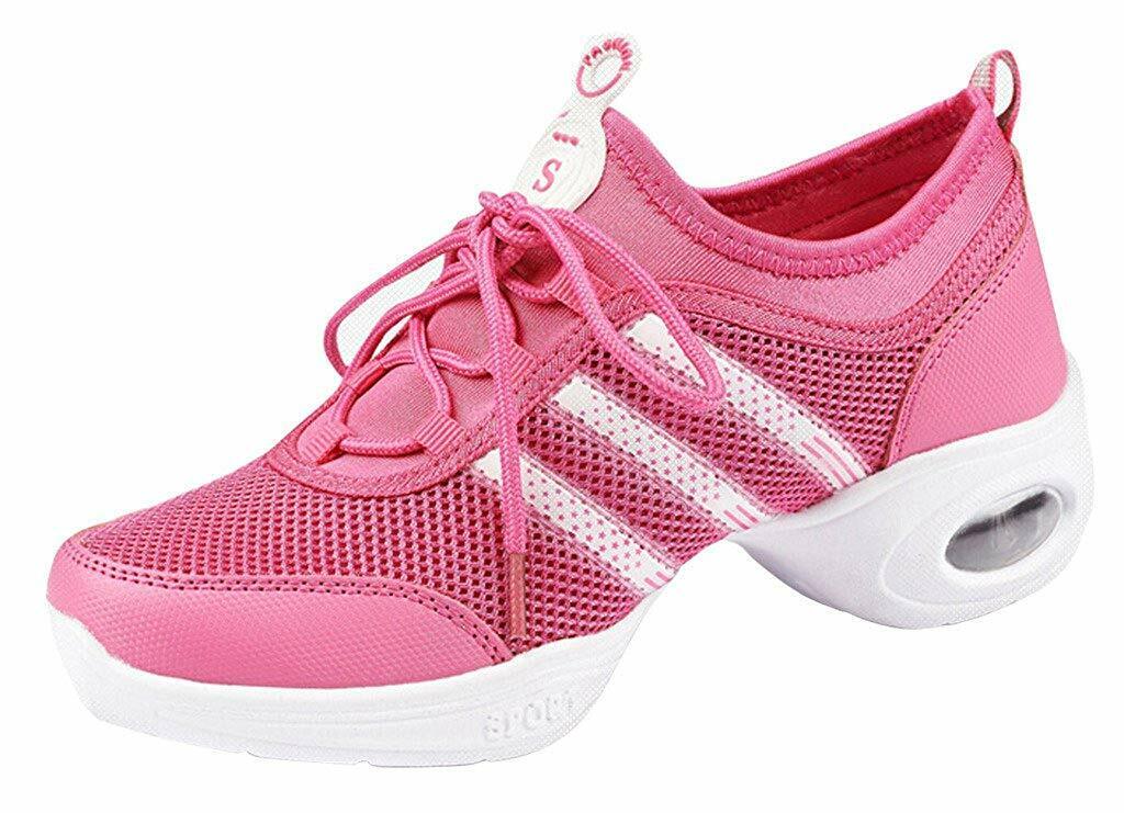 Double Plus Women's Mesh Modern Jazz Soft Sole Dance Shoe Sport Sneaker AP356