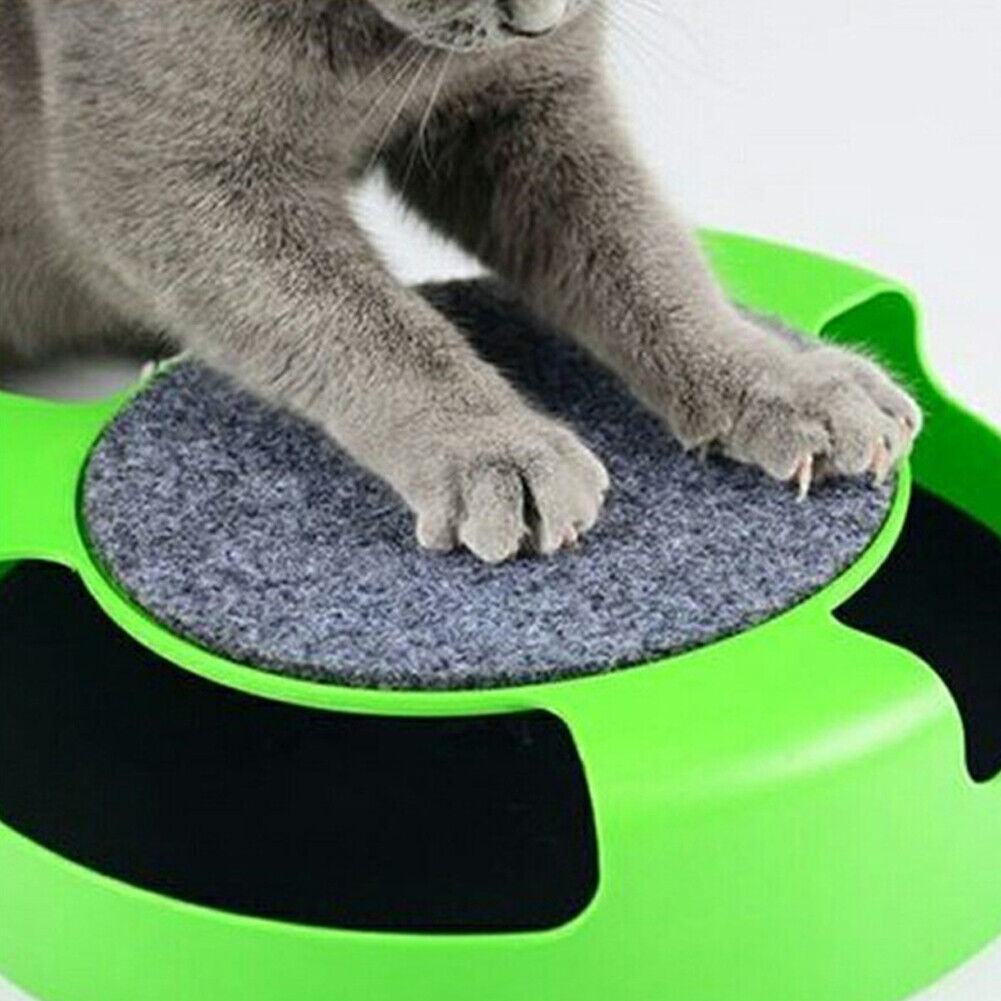 US 1-2 Pack Interactive Toys Cats Mouse Moving Round Scratch Pad Pet Fun Kitten