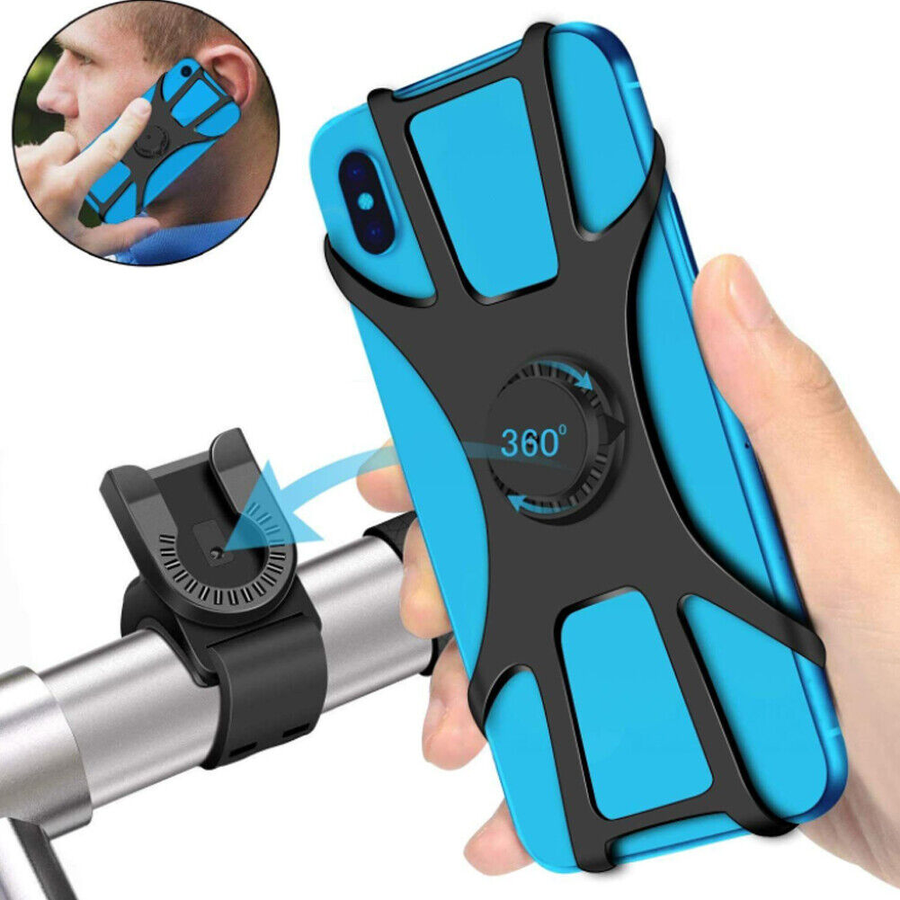 US 1-2 Pack Silicone Cell Phone Mount Holder GPS MTB Bike Bicycle 360 Rotation