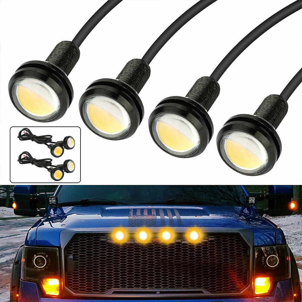 US 4-8 Pc LED Amber Grille Lights Kit Universal For Ford Truck SUV SVT Raptor