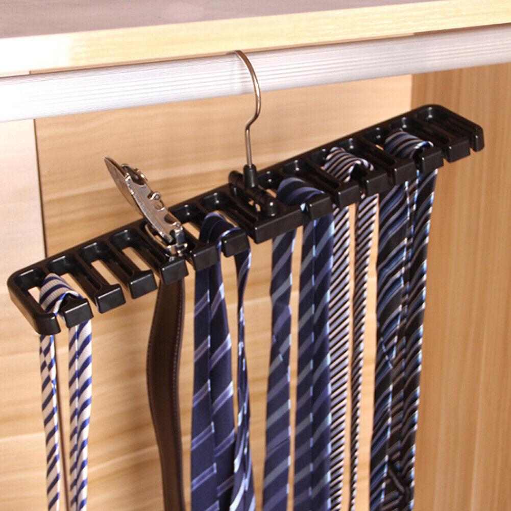 US 2-4 Pack Tie Belt Organizer Storage Rack Rotating Ties Scarf Hanger Holder
