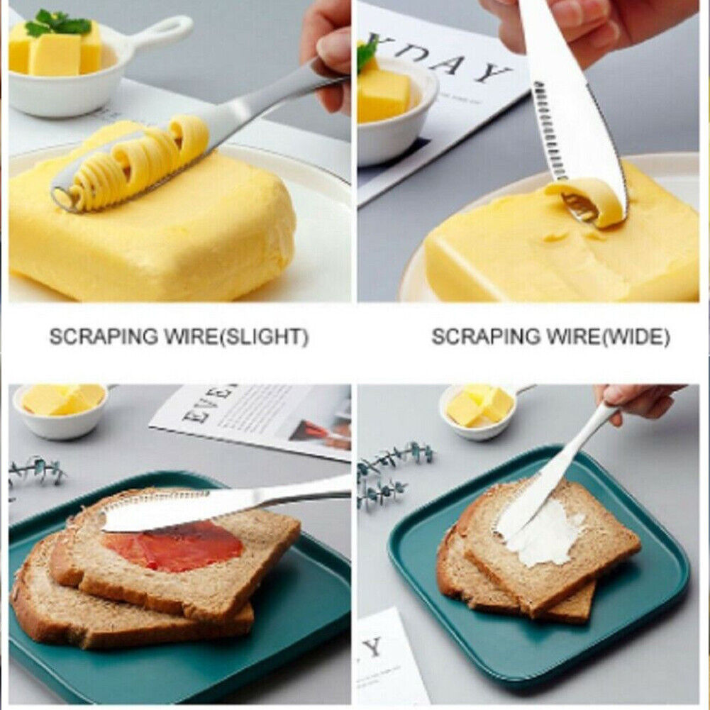 US 4-8 Pack Butter Spreader 3-in-1 Butter Curler Knife Kitchen Stainless Steel