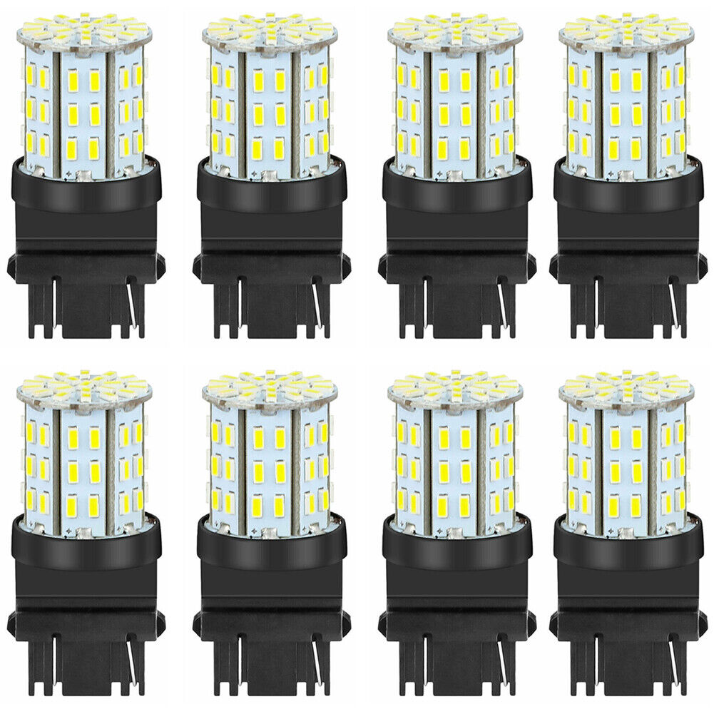 US 8-16 Pcs 3157 3156 64SMD LED Reverse Brake Turn Signal Light Bulb 6000K White