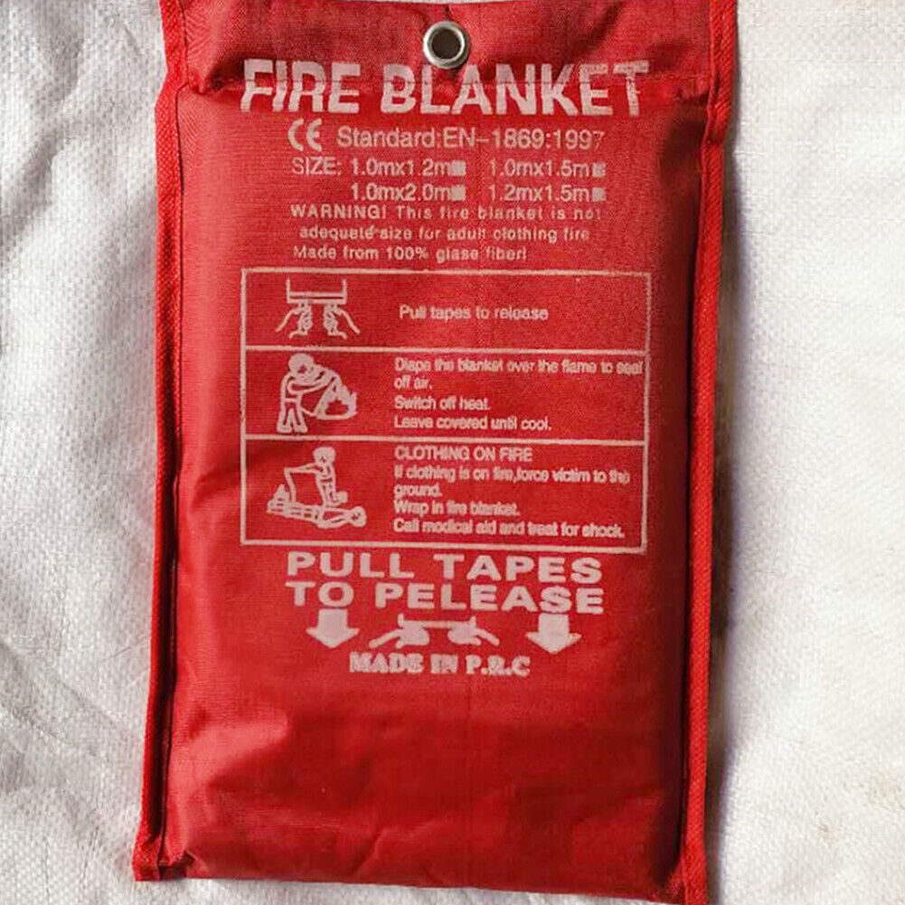 US Fire Blanket Fiberglass Fire Emergency Blanket Survival Safety Cover 1mx1m