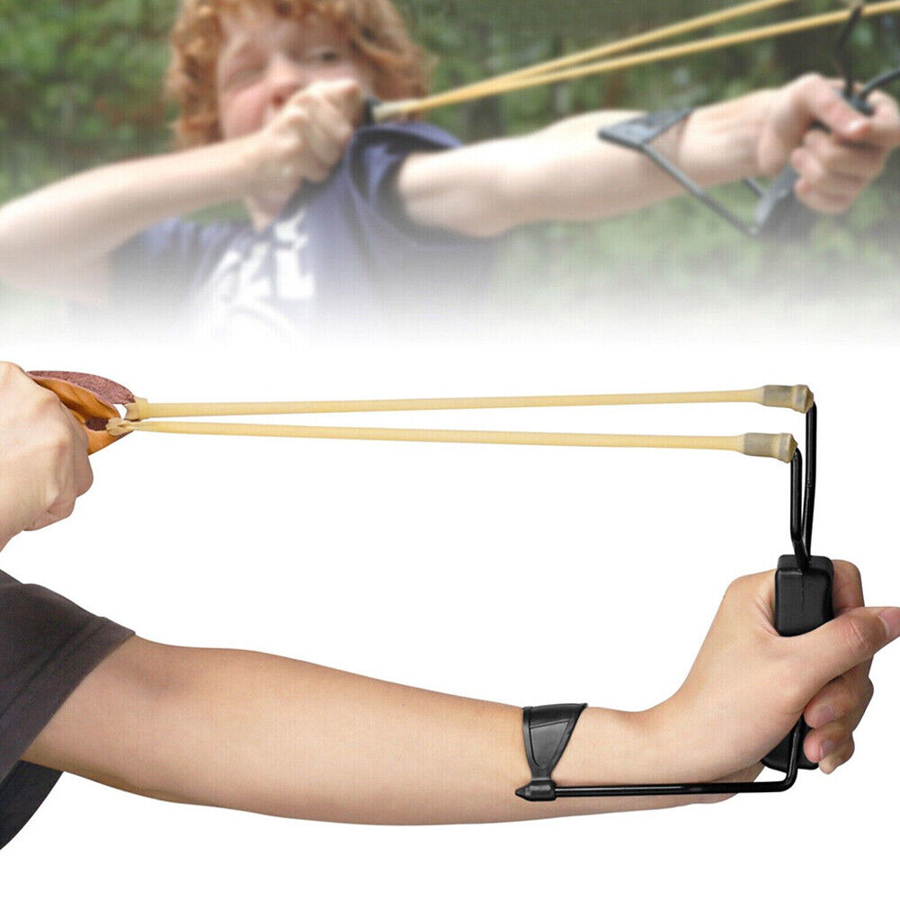 US1-2Pc Catapult Powerful 7" Hunt Sling Shot High Velocity Fold Wrist Slingshiot