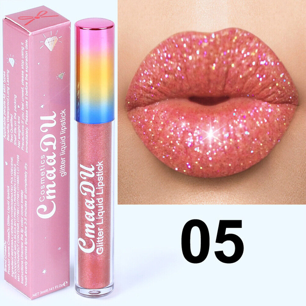 US 6-12 Pc Set 6 Color Glitter Liquid Lipstick Waterproof Long Lasting Lip Gloss