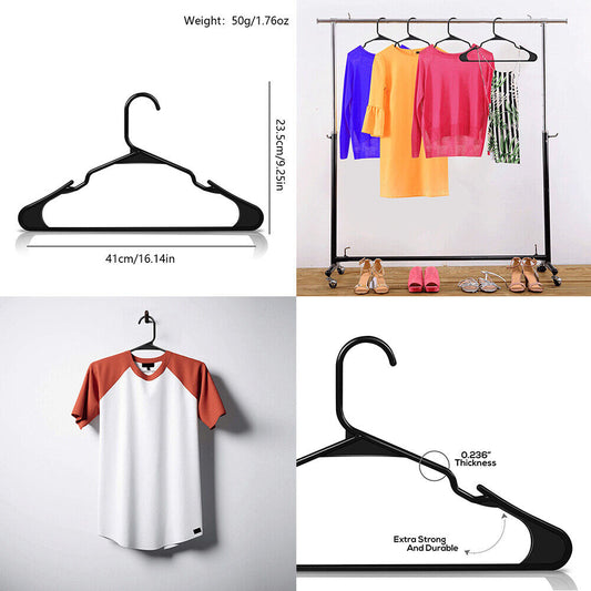 US 50 Pcs Home Plastic Hangers Space Saving Tubular Clothes Light Weight Durable