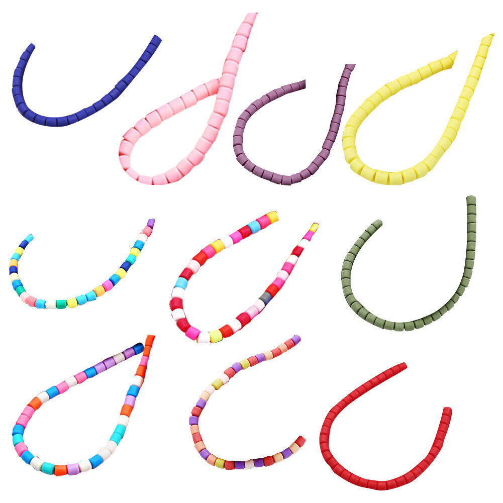 US 10-20Strand 610Pc Vinyl Spacer Cylinder Polymer Clay Bead Handmade DIY Making