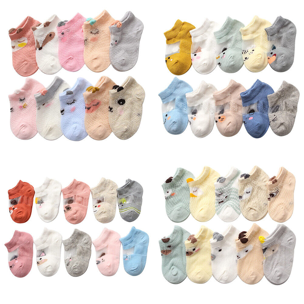 US 10 Pairs Baby Infant Toddler Kid Soft Mesh Sheer Light Anti-Odor Summer Socks