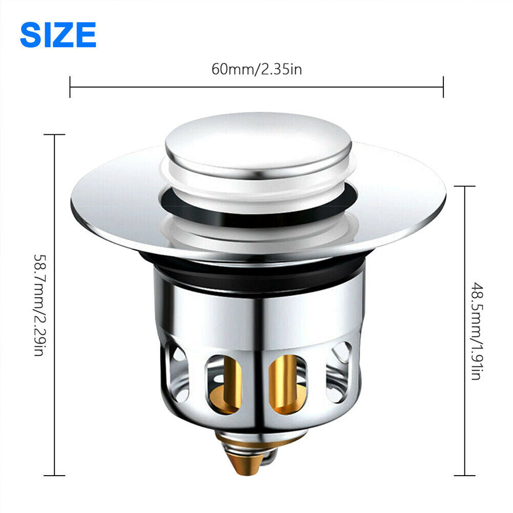 US 2~4 Pcs Stopper Anti-Clog Sink Strainer Universal Bathroom Pop Up Bounce Core